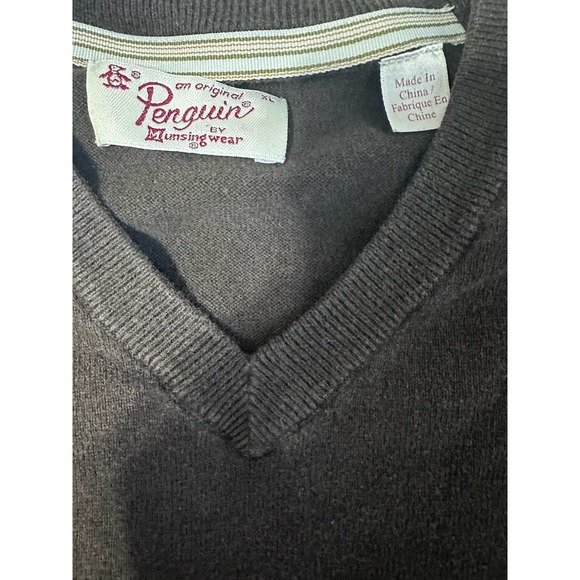 Original Penguin Brown Cashmere Blend V-Neck Sweater, Size XL - Picture 3 of 4